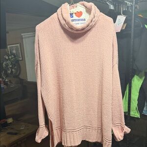 Aerie Soft Pink Cowl Neck Sweater